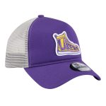 Official Los Angeles Lakers mens los angeles lakers new era purple victory grove vintage sneaker trucker 9forty adjustable hat | Lakers Shop