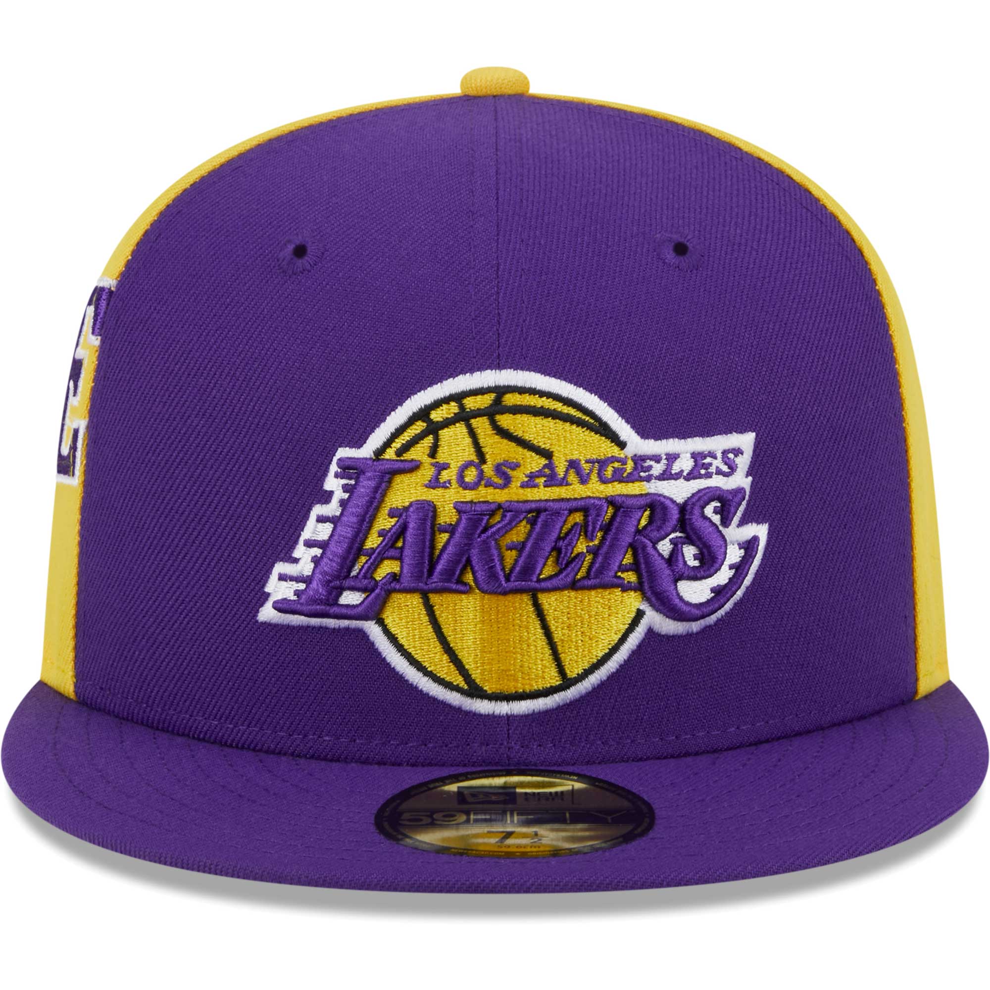 Official Los Angeles Lakers mens los angeles lakers new era purplegold gameday wordmark 59fifty fitted hat | Lakers Shop