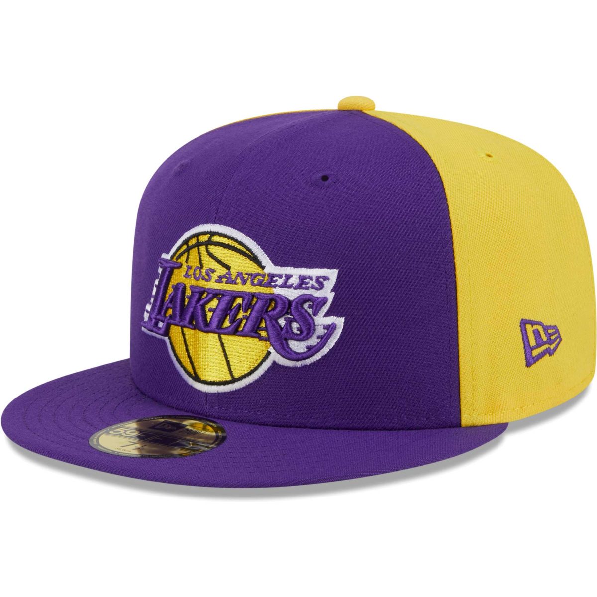 Official Los Angeles Lakers mens los angeles lakers new era purplegold gameday wordmark 59fifty fitted hat | Lakers Shop