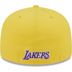 Official Los Angeles Lakers mens los angeles lakers new era purplegold gameday wordmark 59fifty fitted hat | Lakers Shop