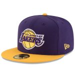 Official Los Angeles Lakers mens los angeles lakers new era purplegold official team color 2tone 59fifty fitted hat | Lakers Shop