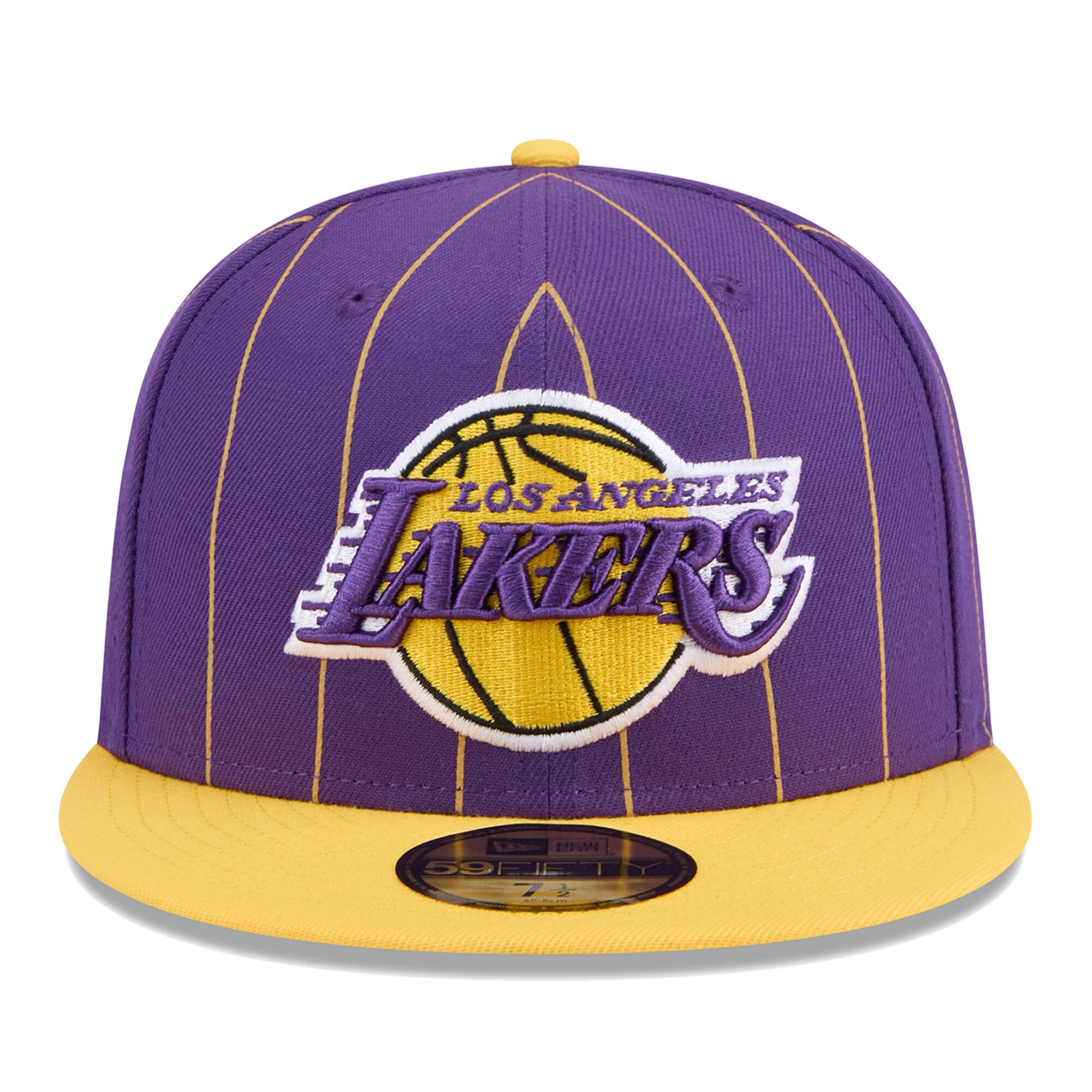 Official Los Angeles Lakers mens los angeles lakers new era purplegold pinstripe two-tone 59fifty fitted hat | Lakers Shop