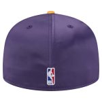 Official Los Angeles Lakers mens los angeles lakers new era purplegold throwback satin vintage pin two-tone 59fifty fitted hat | Lakers Shop