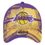Official Los Angeles Lakers mens los angeles lakers new era purplegold tip off a-frame trucker 9forty adjustable hat | Lakers Shop