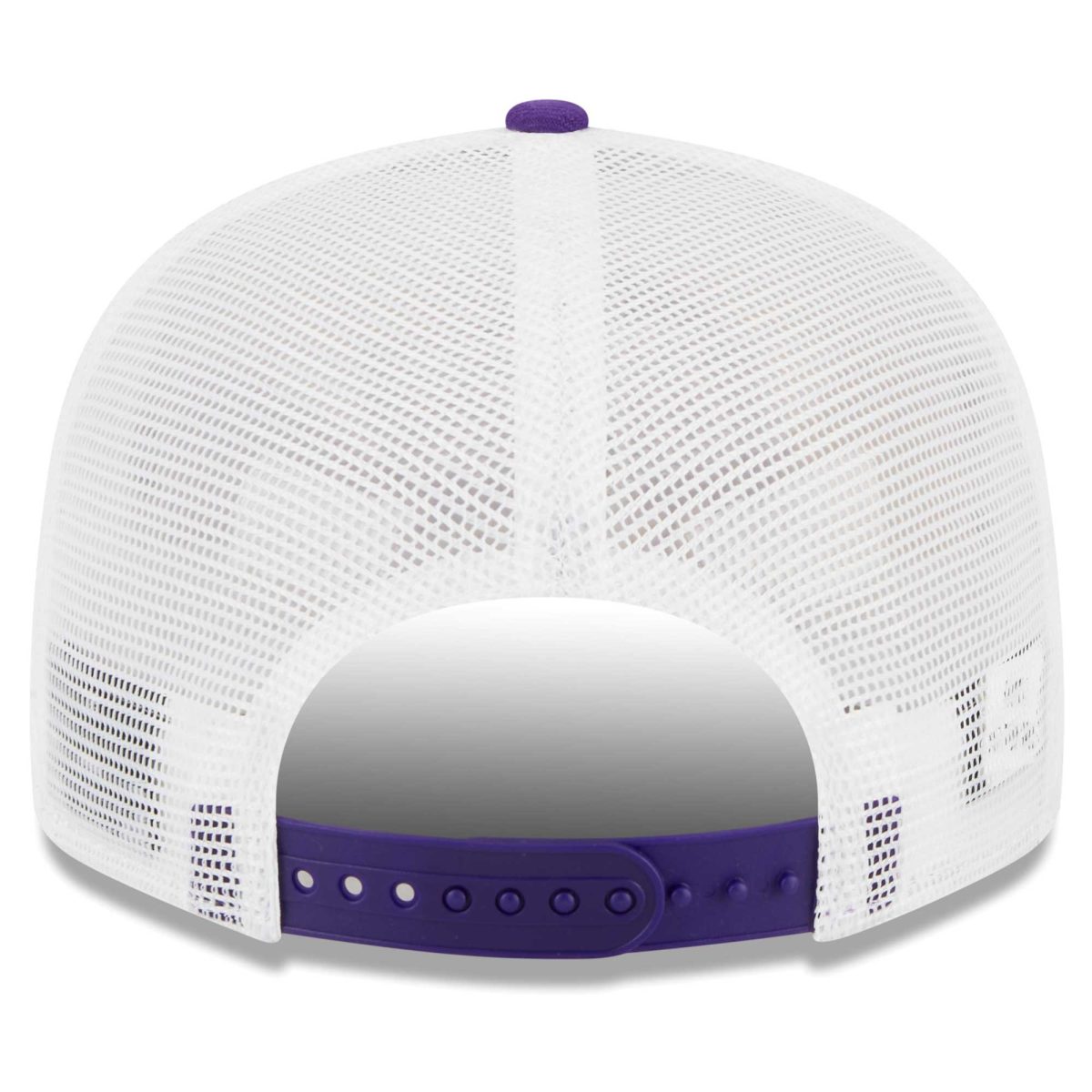Official Los Angeles Lakers mens los angeles lakers new era purplewhite tear trucker 9fifty adjustable hat | Lakers Shop