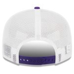 Official Los Angeles Lakers mens los angeles lakers new era purplewhite tear trucker 9fifty adjustable hat | Lakers Shop