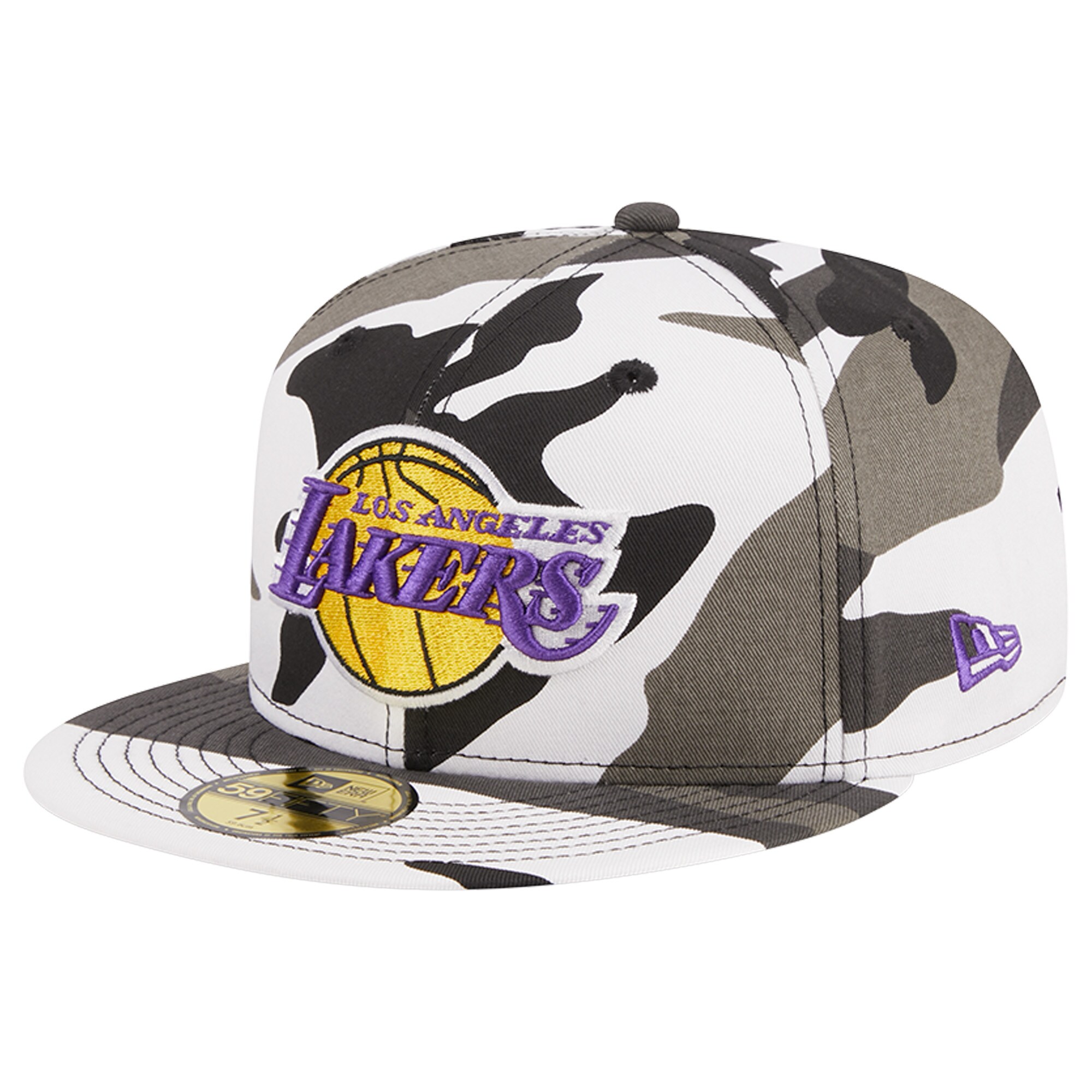 Official Los Angeles Lakers mens los angeles lakers new era snow camo 59fifty fitted hat | Lakers Shop