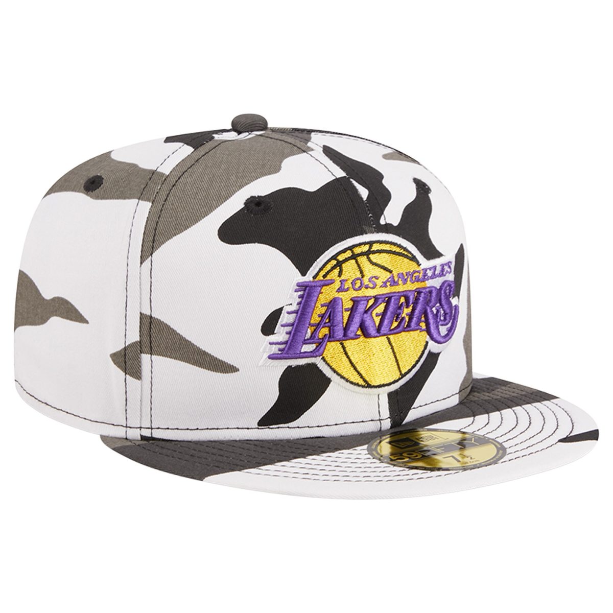 Official Los Angeles Lakers mens los angeles lakers new era snow camo 59fifty fitted hat | Lakers Shop