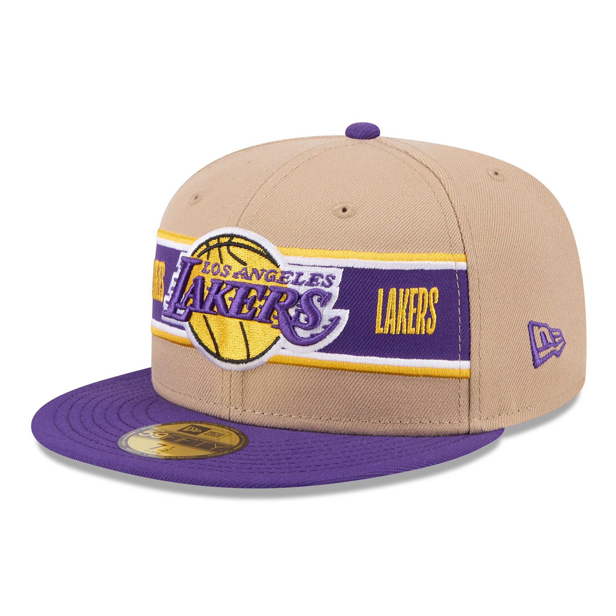 Official Los Angeles Lakers mens los angeles lakers new era tanpurple 2024 nba draft 59fifty fitted hat | Lakers Shop
