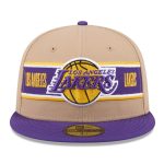 Official Los Angeles Lakers mens los angeles lakers new era tanpurple 2024 nba draft 59fifty fitted hat | Lakers Shop