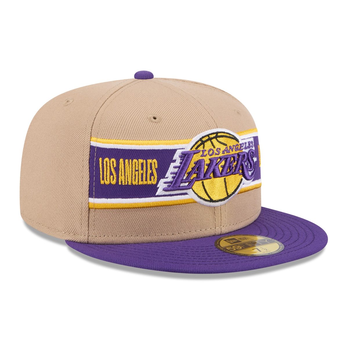 Official Los Angeles Lakers mens los angeles lakers new era tanpurple 2024 nba draft 59fifty fitted hat | Lakers Shop
