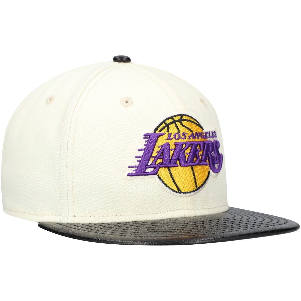 Official Los Angeles Lakers mens los angeles lakers new era whiteblack faux leather visor two-tone 59fifty fitted hat | Lakers Shop