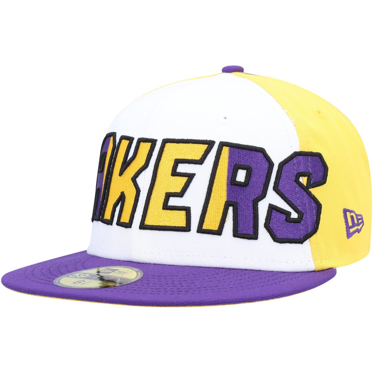 Official Los Angeles Lakers mens los angeles lakers new era whitepurple back half 9fifty fitted hat | Lakers Shop