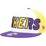 Official Los Angeles Lakers mens los angeles lakers new era whitepurple back half 9fifty fitted hat | Lakers Shop