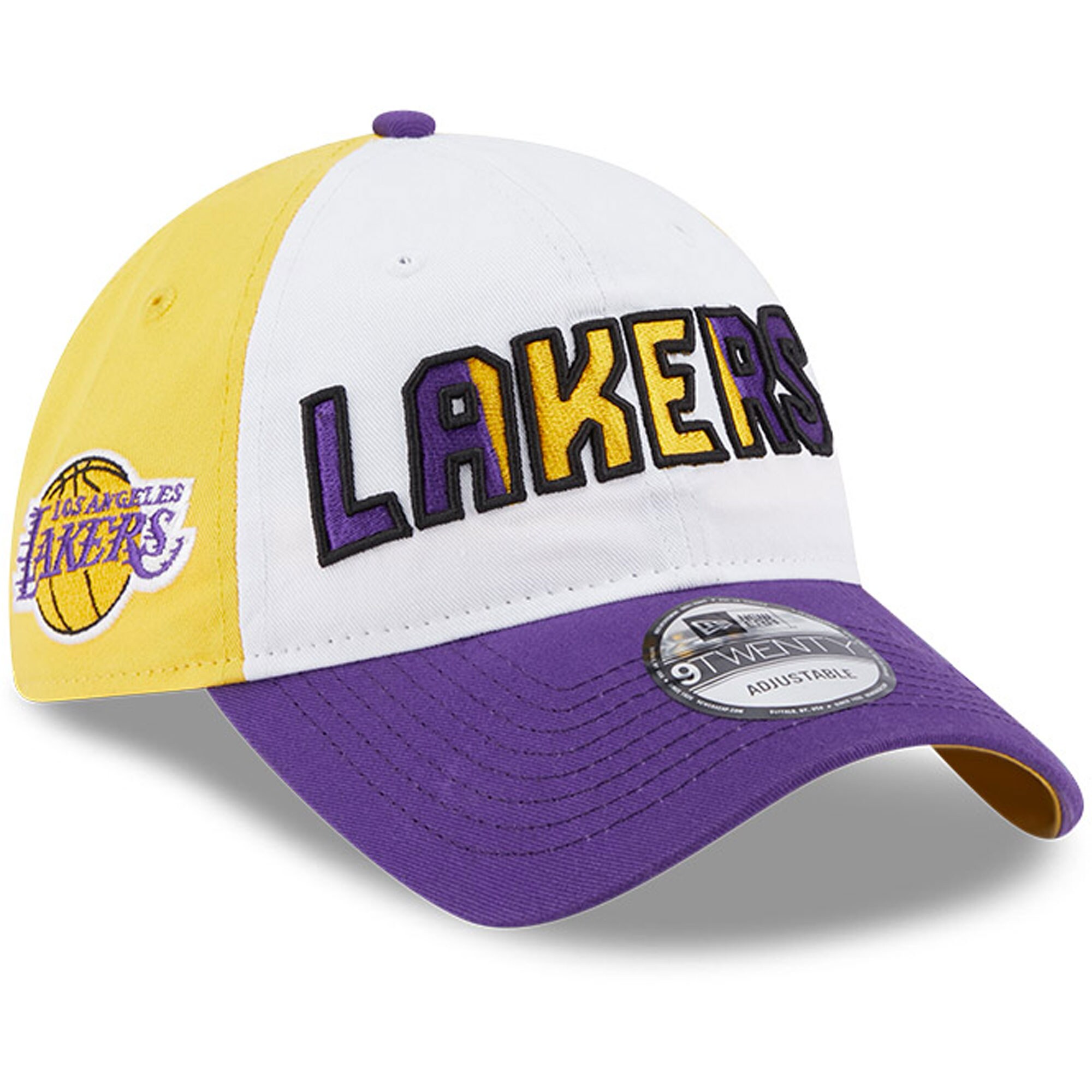 Official Los Angeles Lakers mens los angeles lakers new era whitepurple back half 9twenty adjustable hat | Lakers Shop