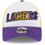 Official Los Angeles Lakers mens los angeles lakers new era whitepurple back half 9twenty adjustable hat | Lakers Shop