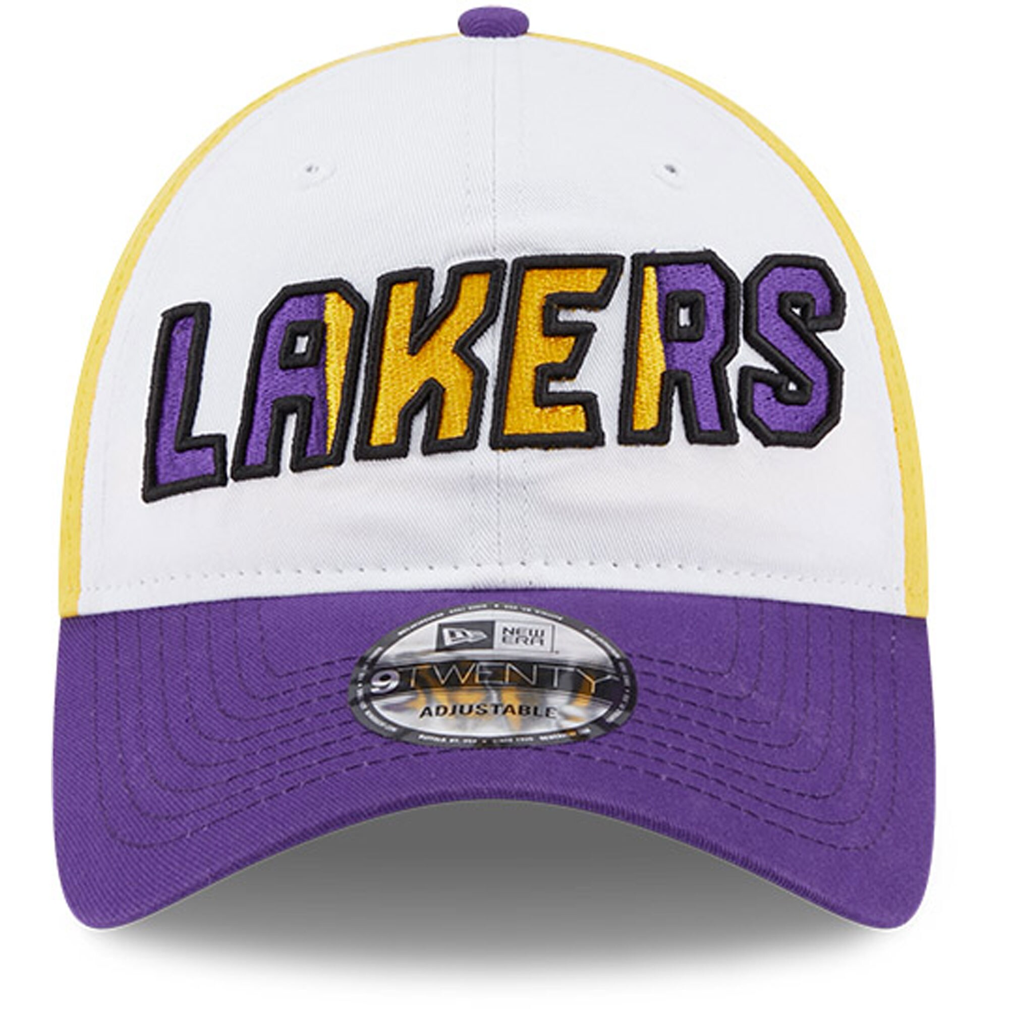 Official Los Angeles Lakers mens los angeles lakers new era whitepurple back half 9twenty adjustable hat | Lakers Shop