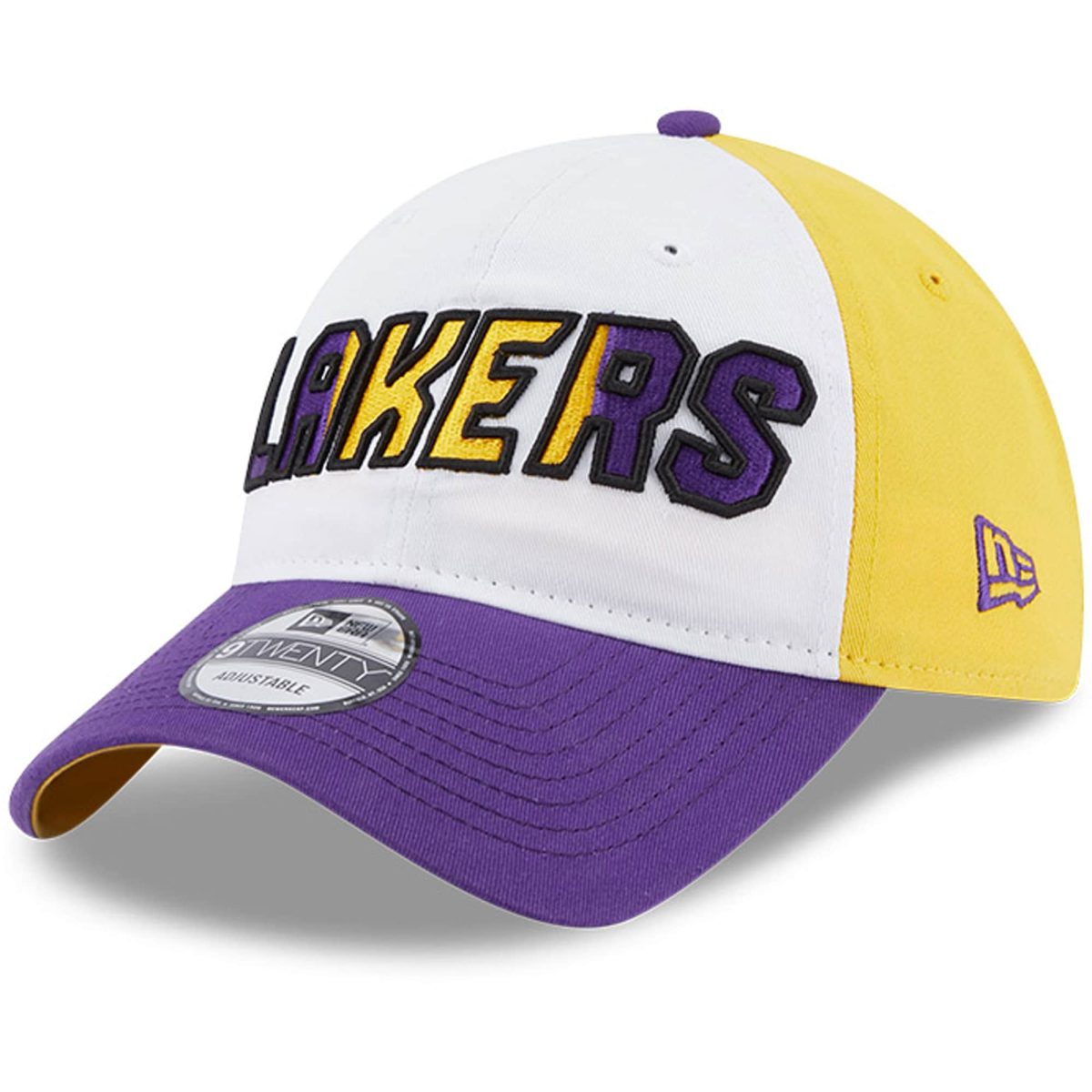 Official Los Angeles Lakers mens los angeles lakers new era whitepurple back half 9twenty adjustable hat | Lakers Shop