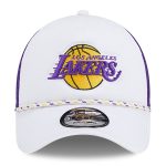 Official Los Angeles Lakers mens los angeles lakers new era whitepurple court sport foam a-frame 9forty adjustable trucker hat | Lakers Shop