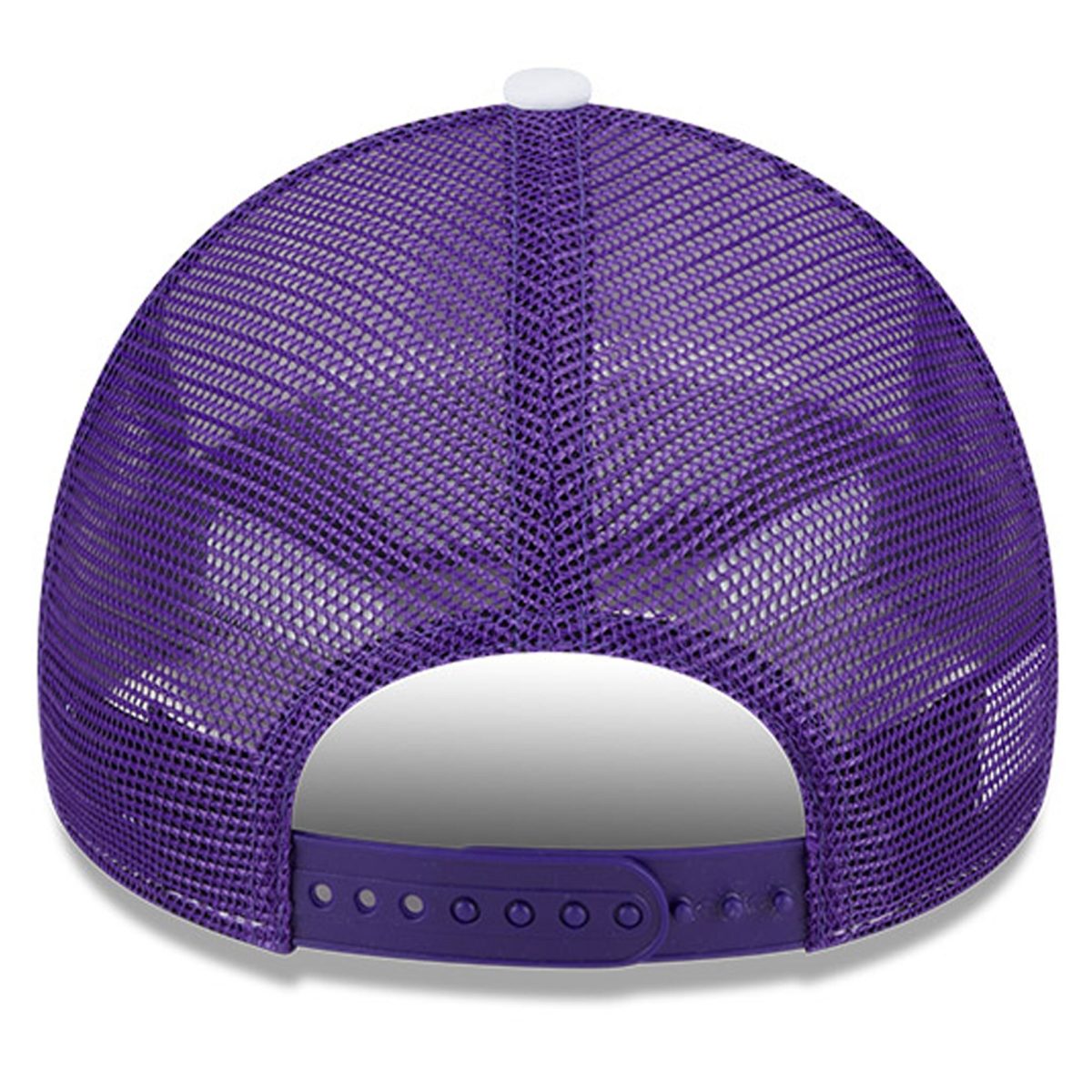 Official Los Angeles Lakers mens los angeles lakers new era whitepurple court sport foam a-frame 9forty adjustable trucker hat | Lakers Shop