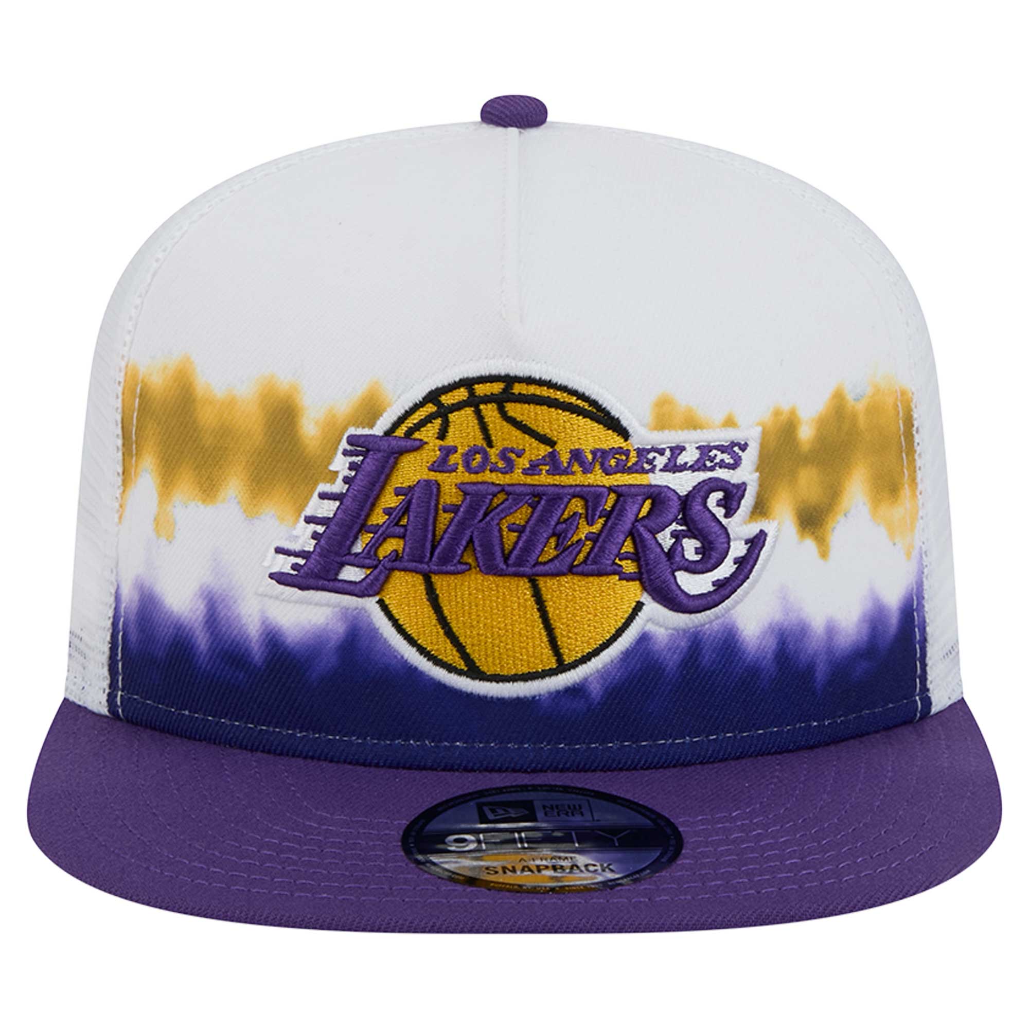 Official Los Angeles Lakers mens los angeles lakers new era whitepurple dip-dye 9fifty a-frame trucker snapback hat | Lakers Shop