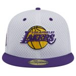 Official Los Angeles Lakers mens los angeles lakers new era whitepurple throwback 2tone 59fifty fitted hat | Lakers Shop