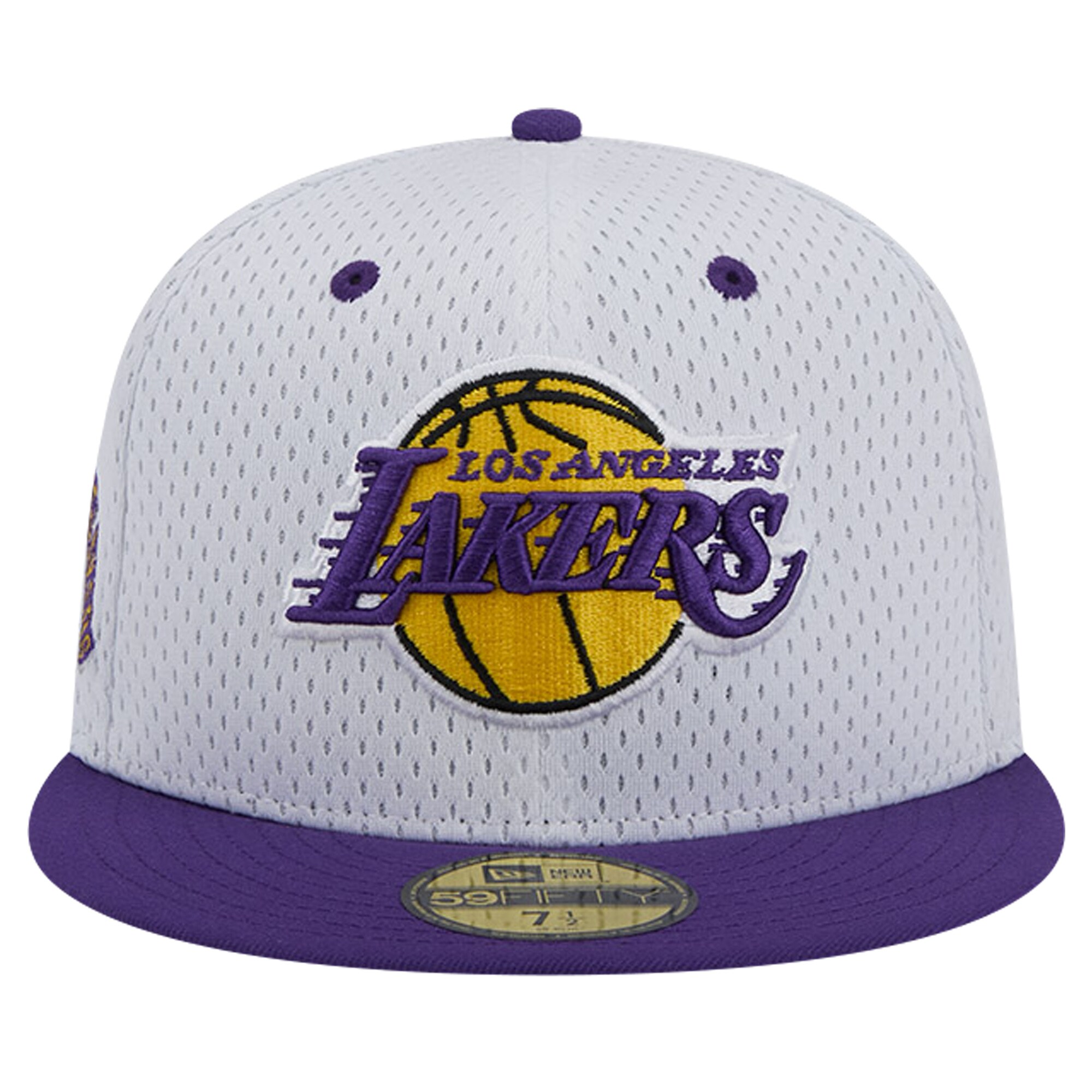 Official Los Angeles Lakers mens los angeles lakers new era whitepurple throwback 2tone 59fifty fitted hat | Lakers Shop