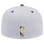 Official Los Angeles Lakers mens los angeles lakers new era whitepurple throwback 2tone 59fifty fitted hat | Lakers Shop