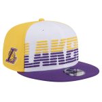 Official Los Angeles Lakers mens los angeles lakers new era whitepurple throwback gradient tech font 9fifty snapback hat | Lakers Shop