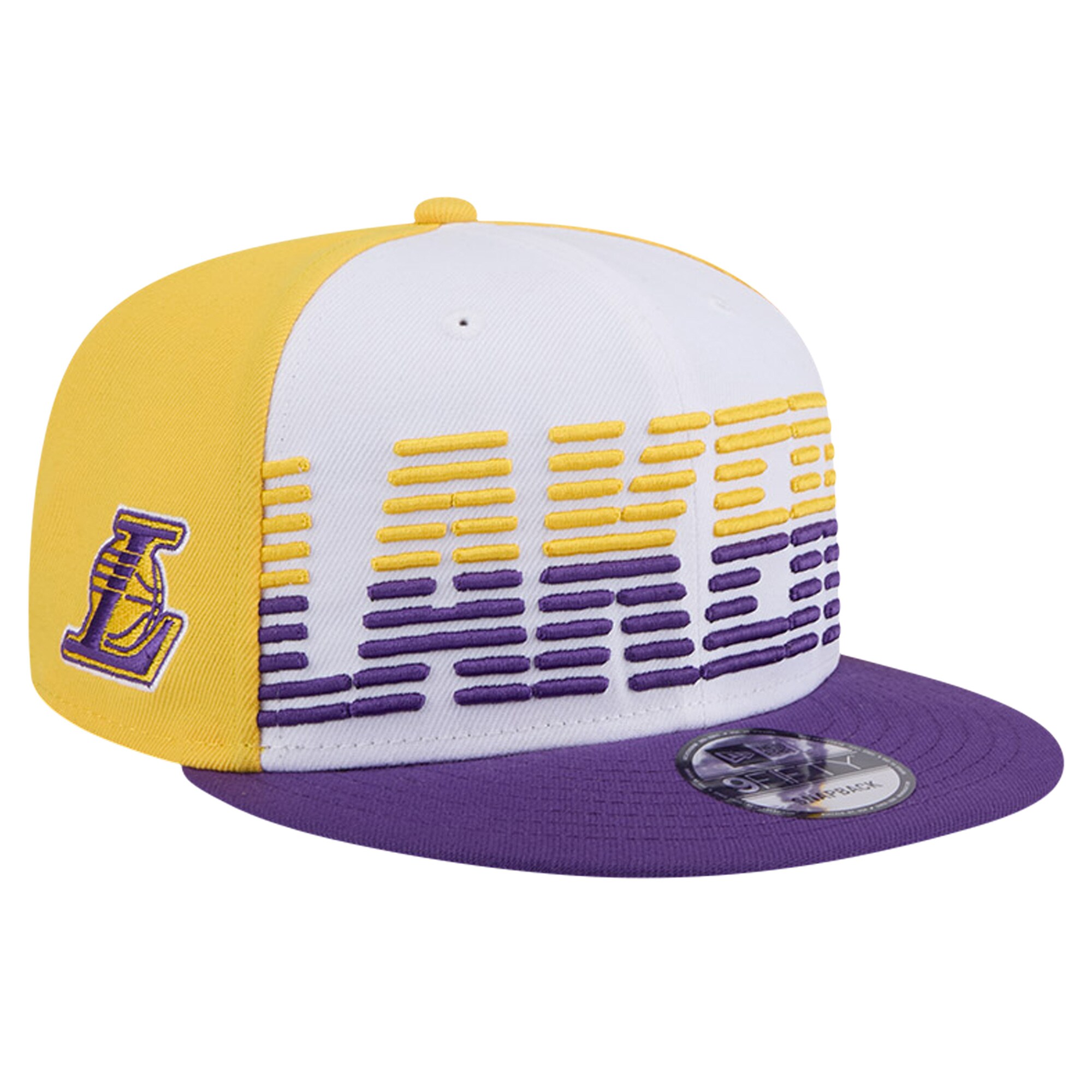 Official Los Angeles Lakers mens los angeles lakers new era whitepurple throwback gradient tech font 9fifty snapback hat | Lakers Shop