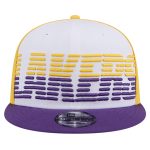 Official Los Angeles Lakers mens los angeles lakers new era whitepurple throwback gradient tech font 9fifty snapback hat | Lakers Shop