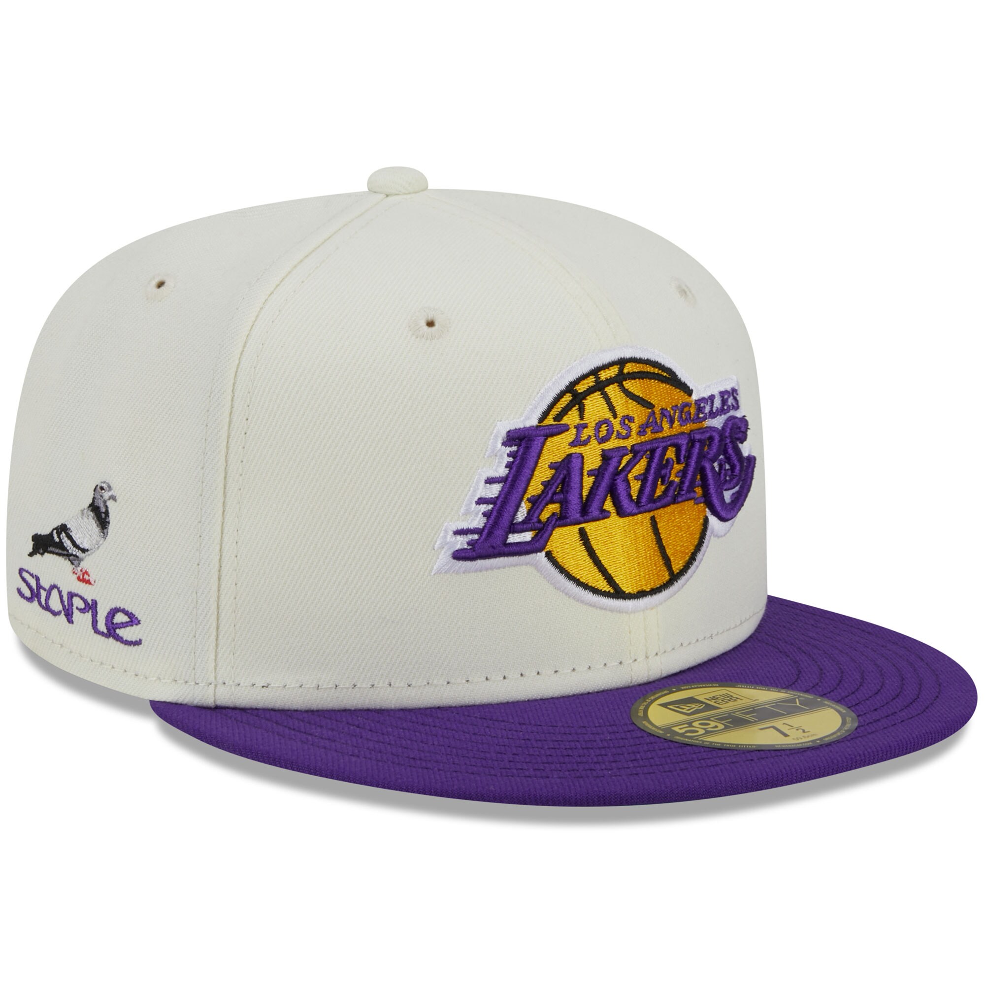 Official Los Angeles Lakers mens los angeles lakers new era x staple creampurple nba x staple two-tone 59fifty fitted hat | Lakers Shop