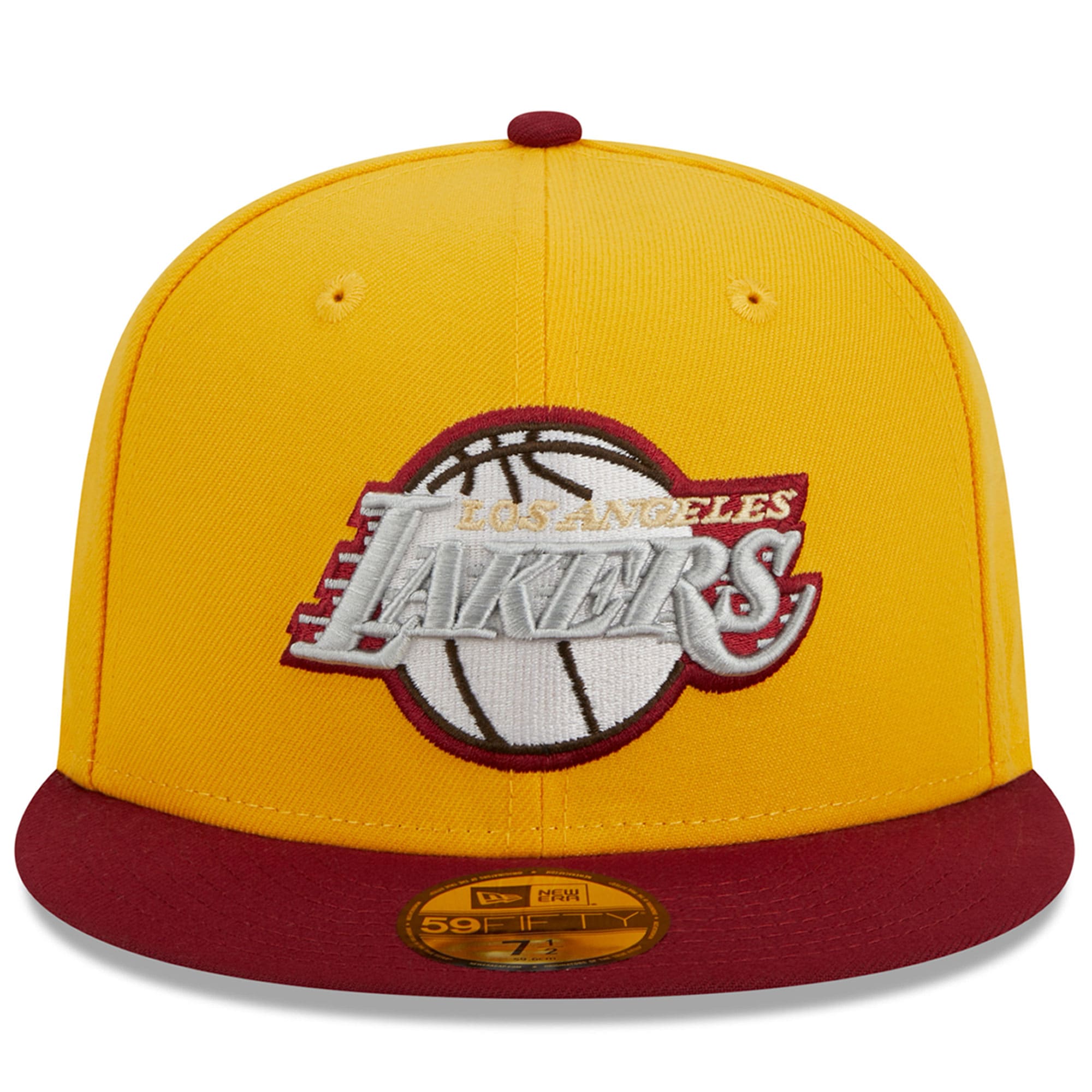 Official Los Angeles Lakers mens los angeles lakers new era yellowred fall leaves 2-tone 59fifty fitted hat | Lakers Shop
