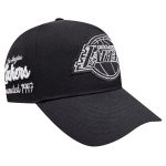 Official Los Angeles Lakers mens los angeles lakers pro standard black paint the city pinch front snapback hat | Lakers Shop