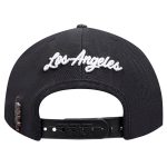 Official Los Angeles Lakers mens los angeles lakers pro standard black paint the city pinch front snapback hat | Lakers Shop