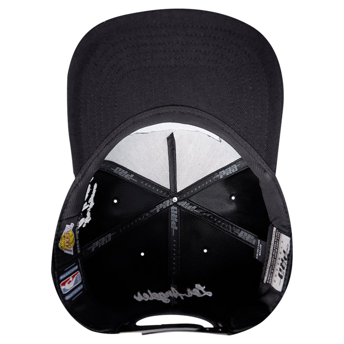 Official Los Angeles Lakers mens los angeles lakers pro standard black paint the city pinch front snapback hat | Lakers Shop