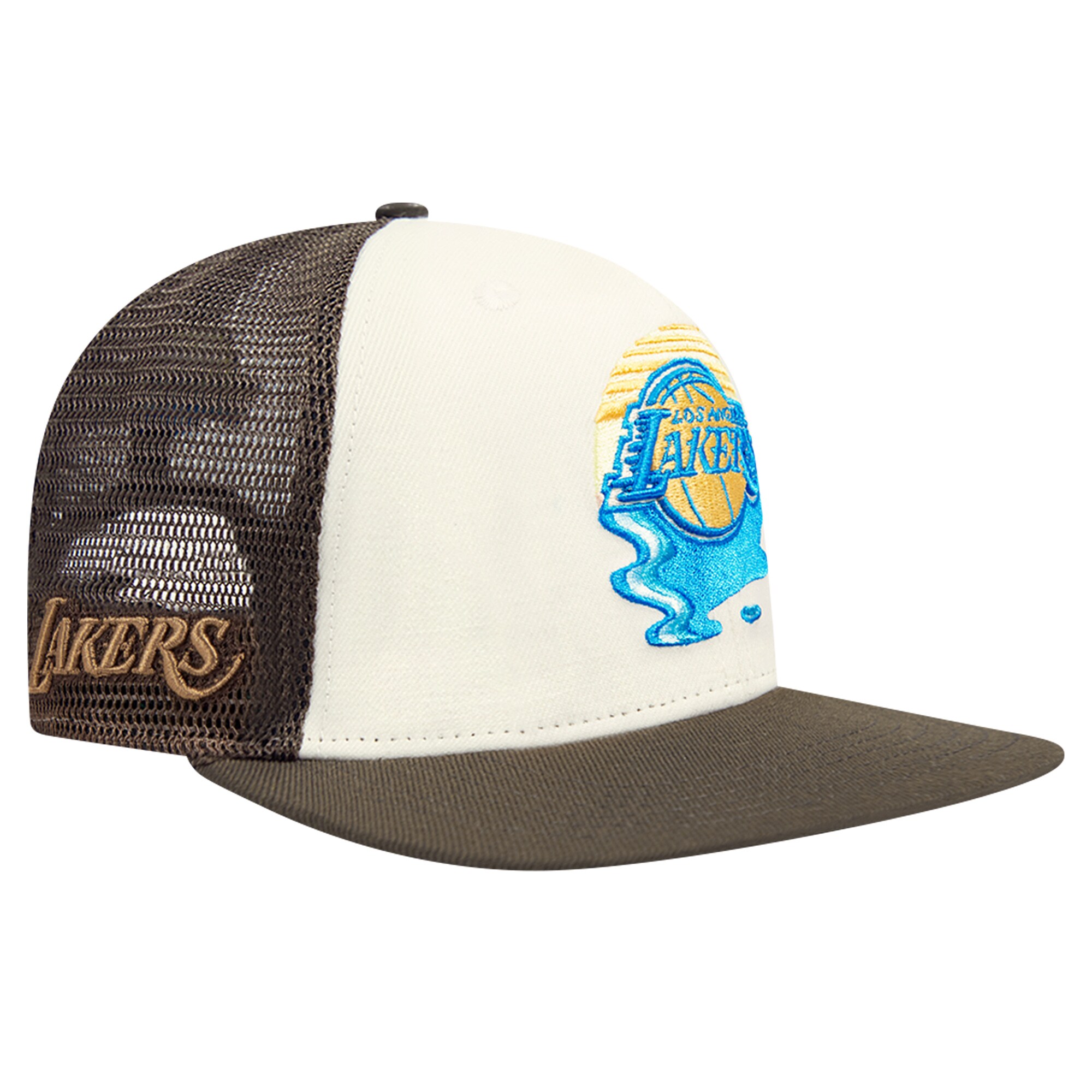 Official Los Angeles Lakers mens los angeles lakers pro standard creambrown glint sunset snapback hat | Lakers Shop