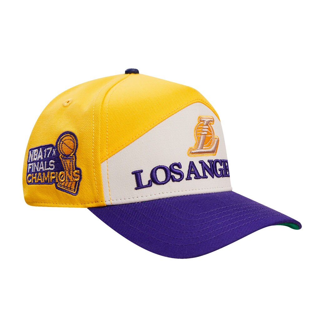 Official Los Angeles Lakers mens los angeles lakers pro standard goldpurple pinch chevron adjustable hat | Lakers Shop