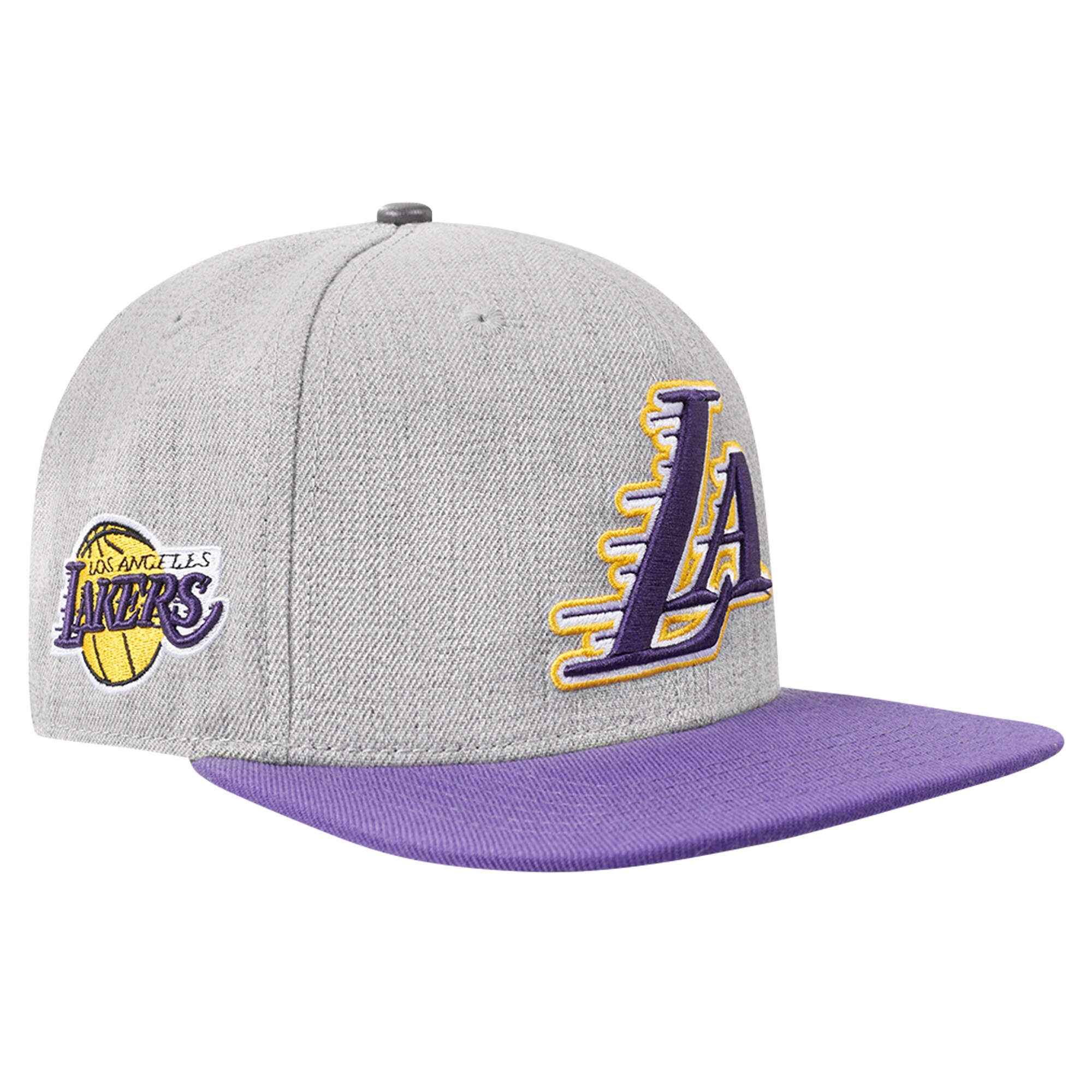 Official Los Angeles Lakers mens los angeles lakers pro standard graypurple classic logo two-tone snapback hat | Lakers Shop