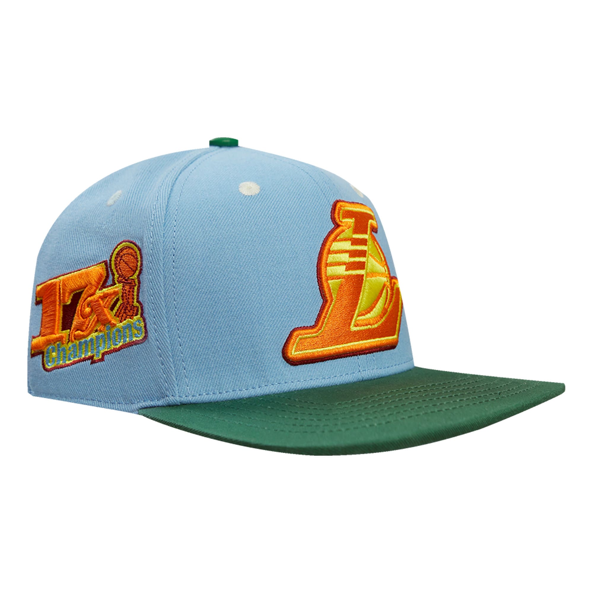 Official Los Angeles Lakers mens los angeles lakers pro standard light bluegreen retro program 2-tone snapback hat | Lakers Shop