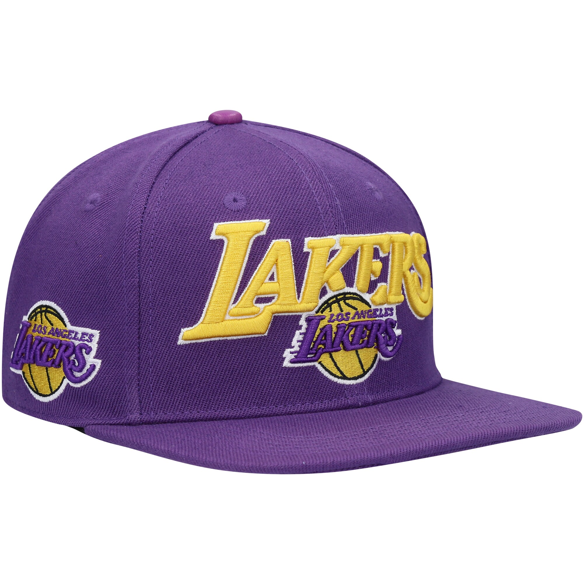 Official Los Angeles Lakers mens los angeles lakers pro standard purple wordmark logo snapback hat | Lakers Shop