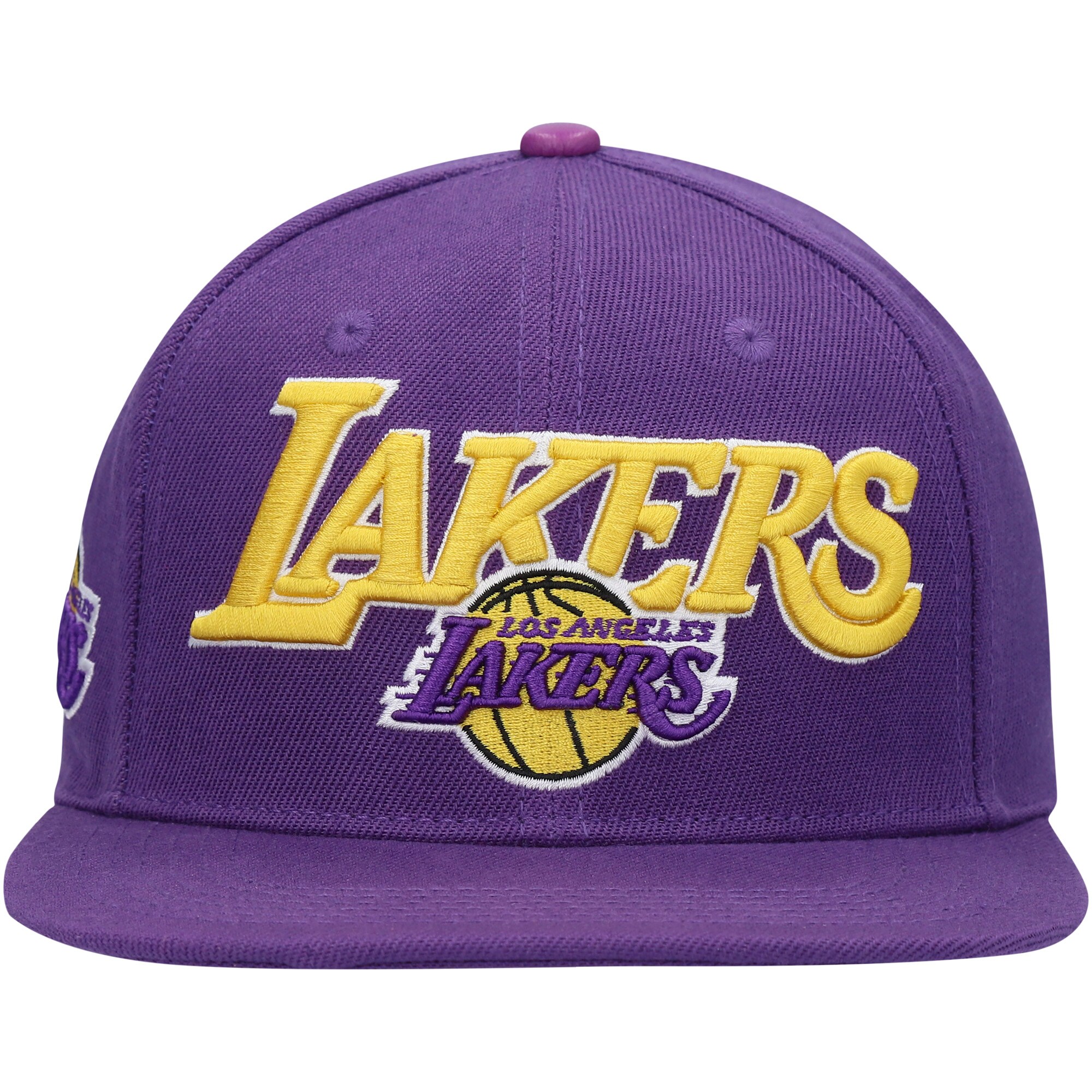 Official Los Angeles Lakers mens los angeles lakers pro standard purple wordmark logo snapback hat | Lakers Shop