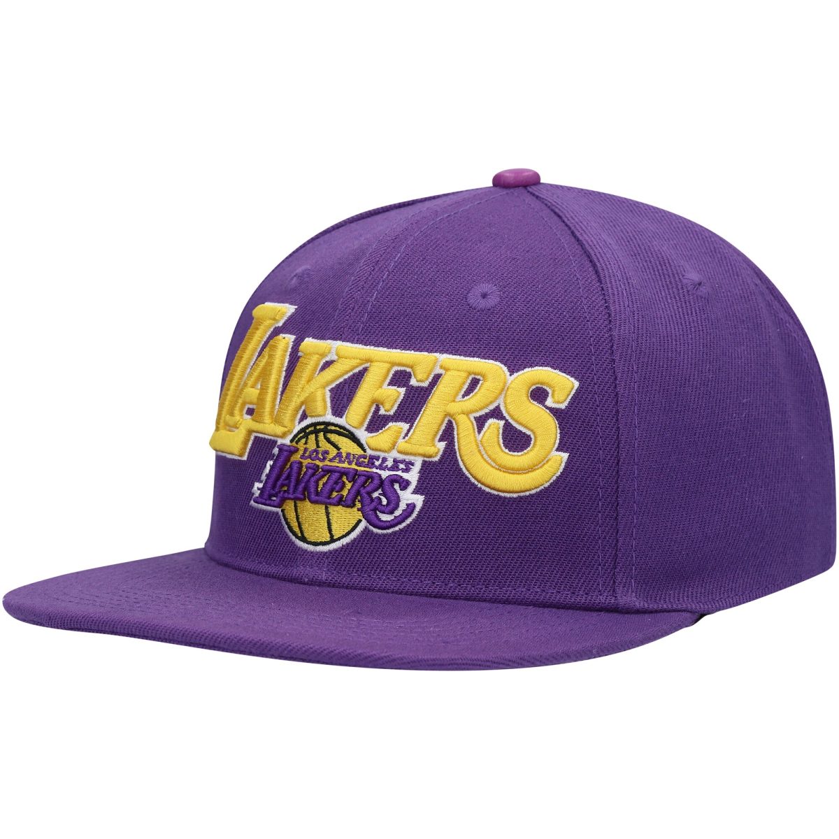 Official Los Angeles Lakers mens los angeles lakers pro standard purple wordmark logo snapback hat | Lakers Shop
