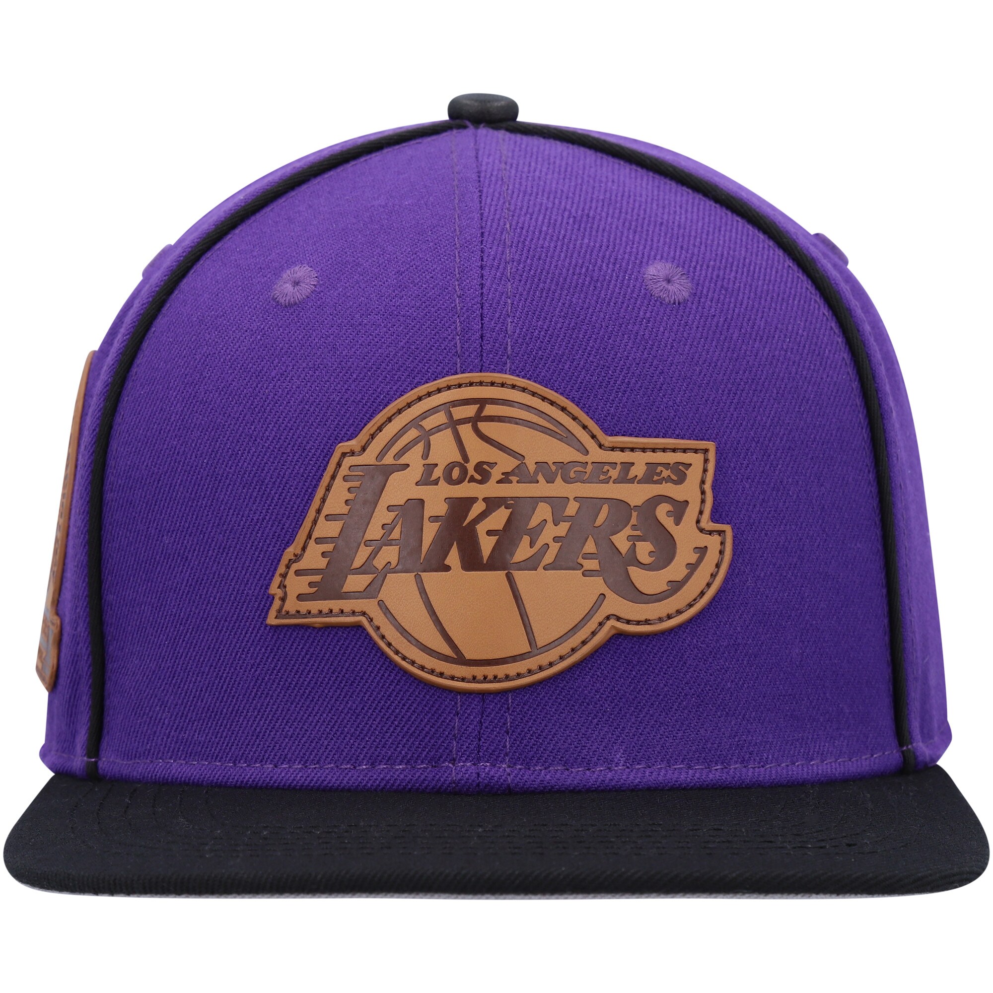Official Los Angeles Lakers mens los angeles lakers pro standard purpleblack heritage leather patch snapback hat | Lakers Shop