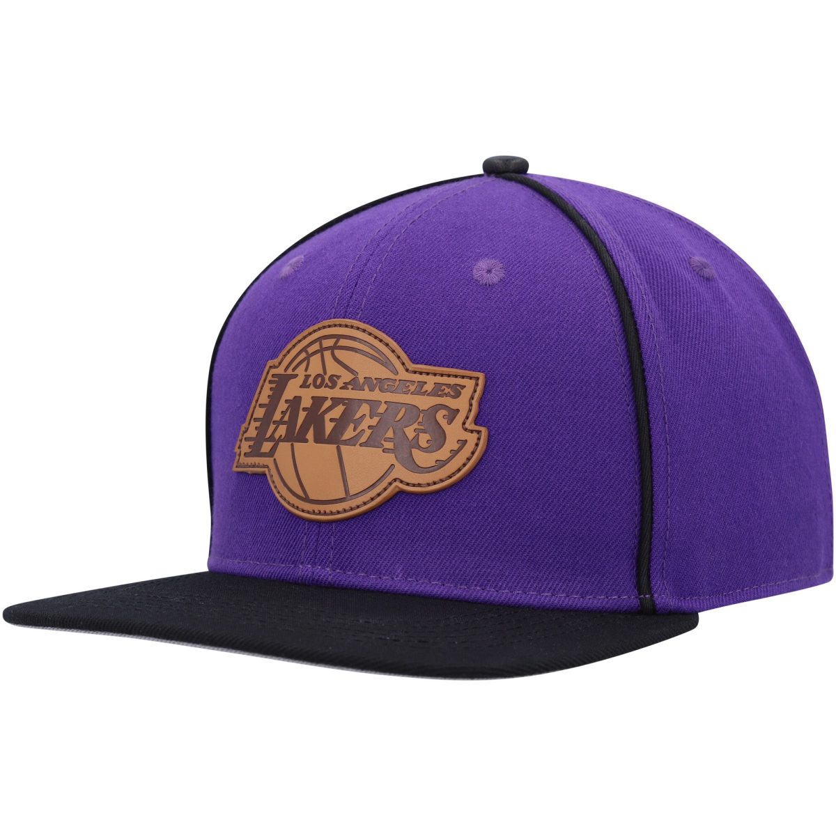 Official Los Angeles Lakers mens los angeles lakers pro standard purpleblack heritage leather patch snapback hat | Lakers Shop