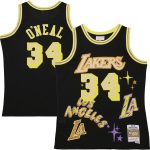 Official Los Angeles Lakers mens los angeles lakers shaquille oneal mitchell  ness black 199697 swingman sidewalk sketch jersey | Lakers Shop