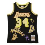 Official Los Angeles Lakers mens los angeles lakers shaquille oneal mitchell  ness black 199697 swingman sidewalk sketch jersey | Lakers Shop