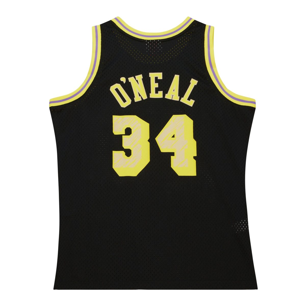 Official Los Angeles Lakers mens los angeles lakers shaquille oneal mitchell  ness black 199697 swingman sidewalk sketch jersey | Lakers Shop