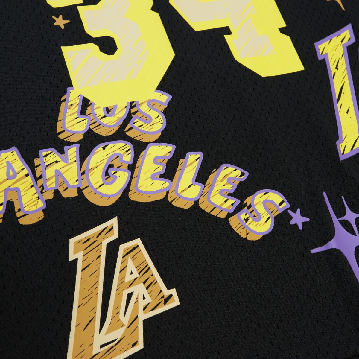 Official Los Angeles Lakers mens los angeles lakers shaquille oneal mitchell  ness black 199697 swingman sidewalk sketch jersey | Lakers Shop