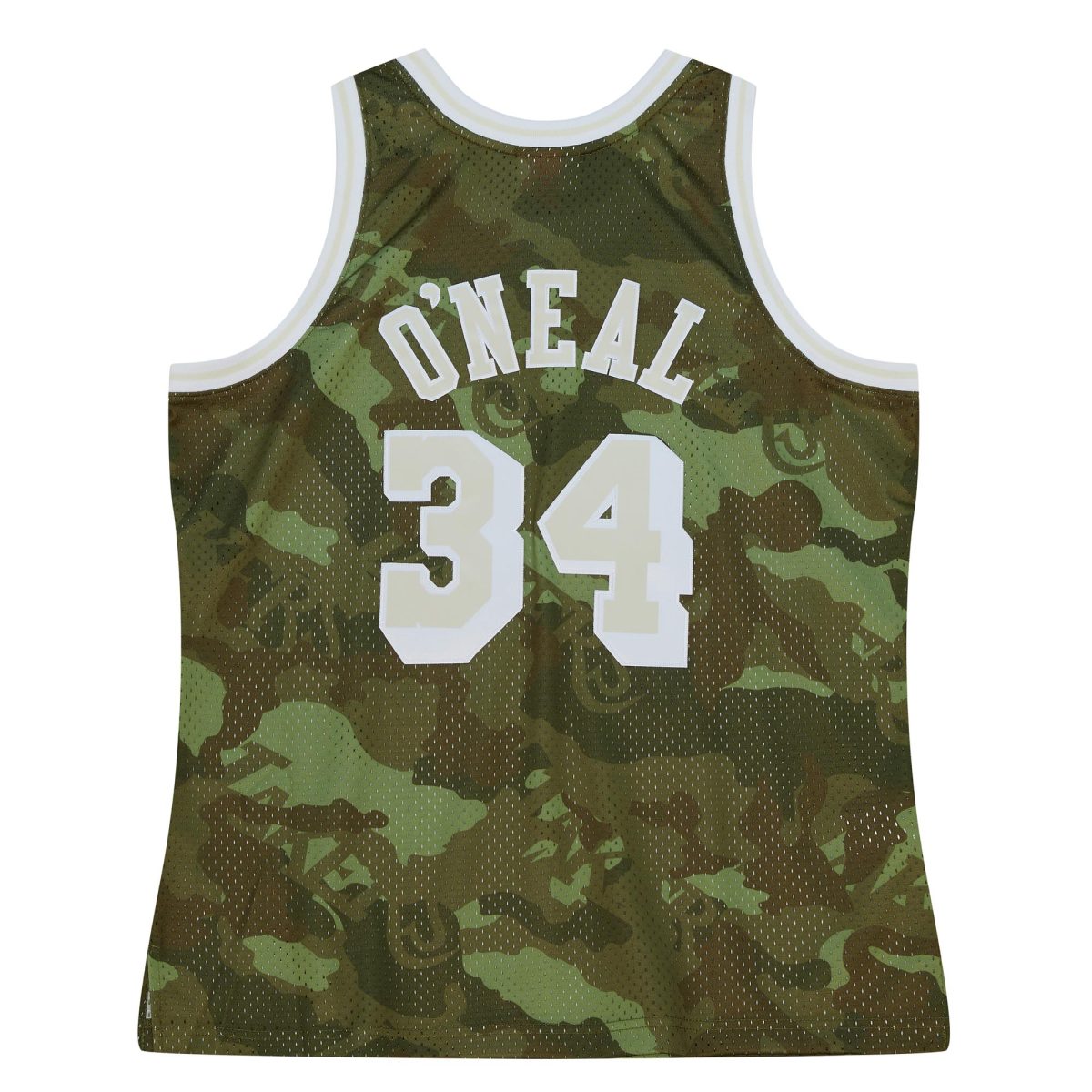 Official Los Angeles Lakers mens los angeles lakers shaquille oneal mitchell  ness camo hardwood classics 199697 ghost green swingman jersey | Lakers Shop